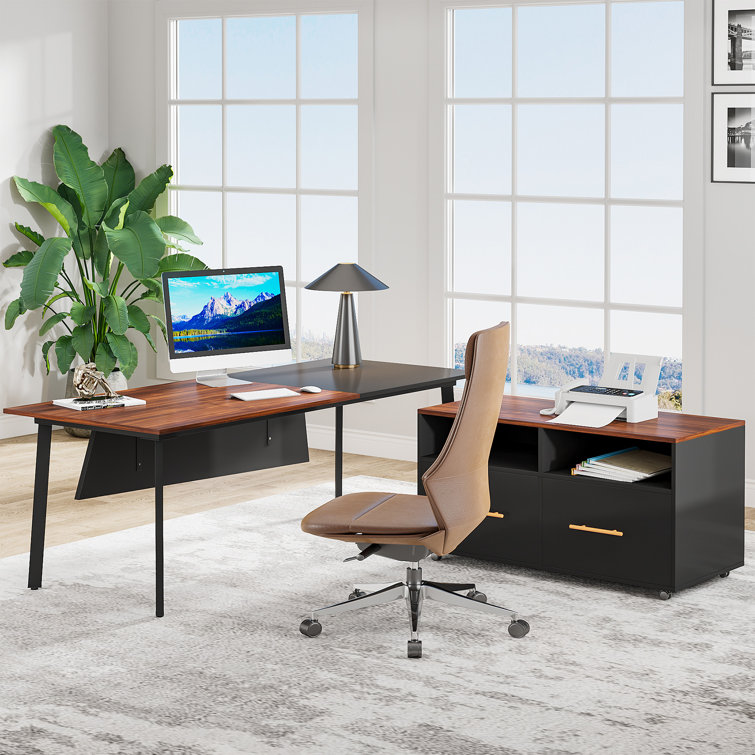 Latitude Run® Large Executive Desk with Filing Wayfair